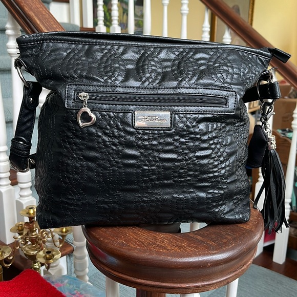 Bella Russo Shoulder bag Vegan leather GUC Quilted pattern Silvertone HW - Picture 3 of 11